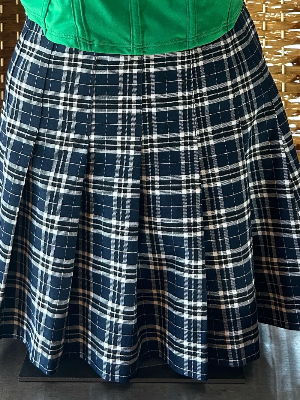 Navy Plaid Pleated Mini Skirt Preppy Dark Academia H&M Divided Sz 4 Y2K
